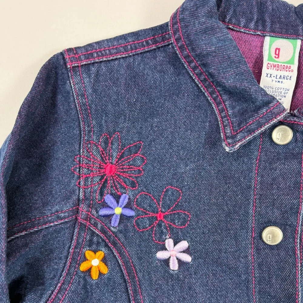 VINTAGE‎ GYMBOREE Girls 2001 Floral Embroidered Denim Jacket 7 Years Cottagecore